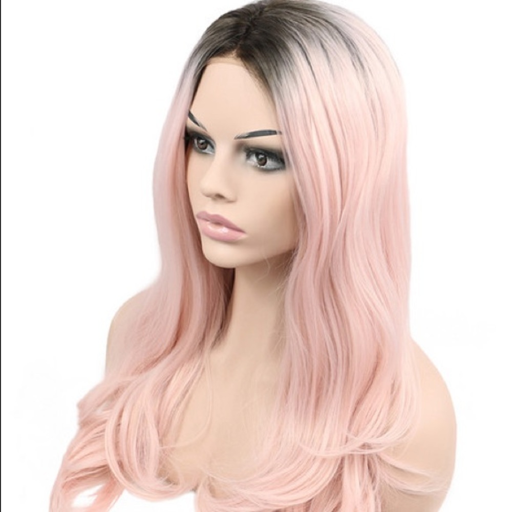 Pink Synthetic Lace-front Wig
